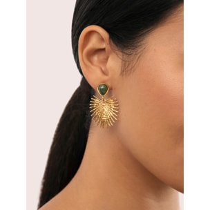 Pendientes Verde Catalina Acero Baño Oro