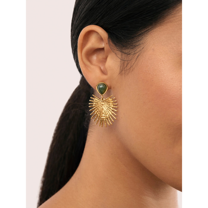Pendientes Verde Catalina Acero Baño Oro