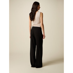 Oltre - Pantaloni palazzo in tessuto crêpe - Nero