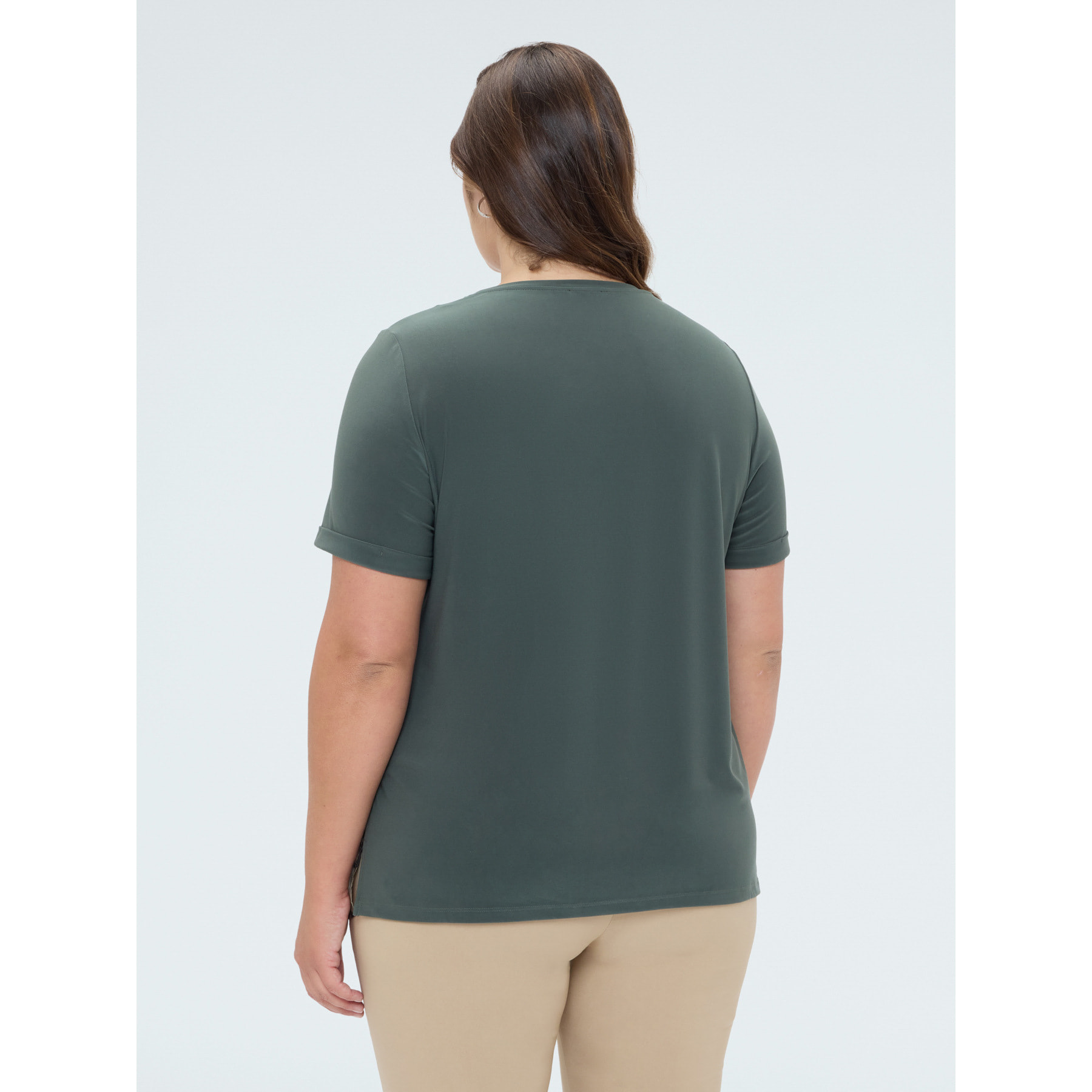 Fiorella Rubino - Camiseta bimatérica con estampado - Verde militare