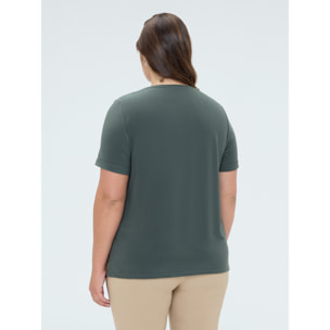 Fiorella Rubino - Camiseta bimatérica con estampado - Verde militare