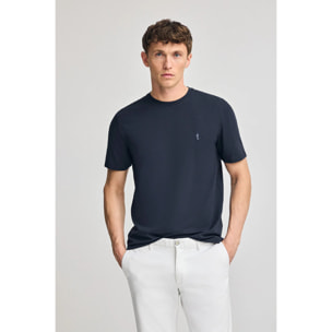Maglietta blu marino basic a girocollo e ricamo Rigby Best