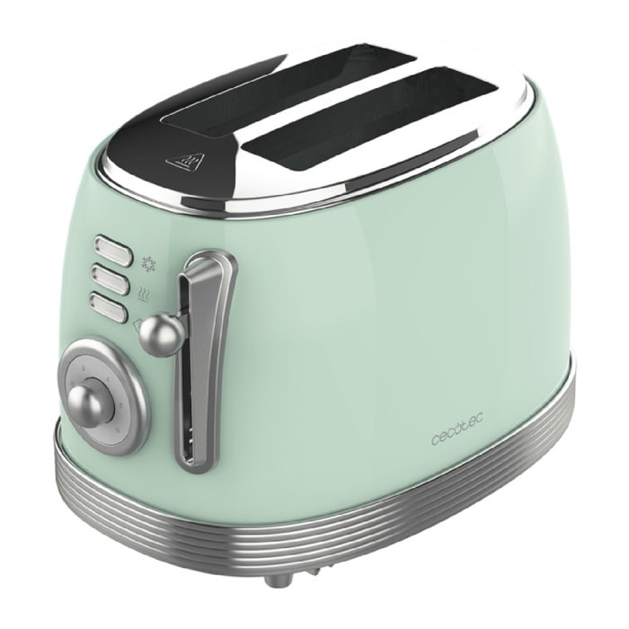 Cecotec Toast & Taste 800 Vintage Light Green. 850 W, double fente courte extra