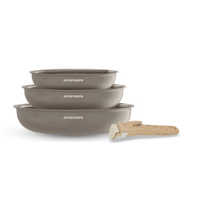 Lot de 3 poêles gris mat