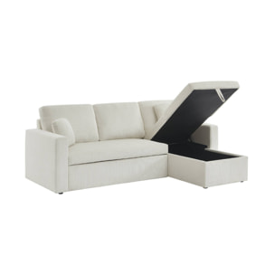 Canapé d'angle convertible réversible 3 places velours côtelé grosse côte IDA