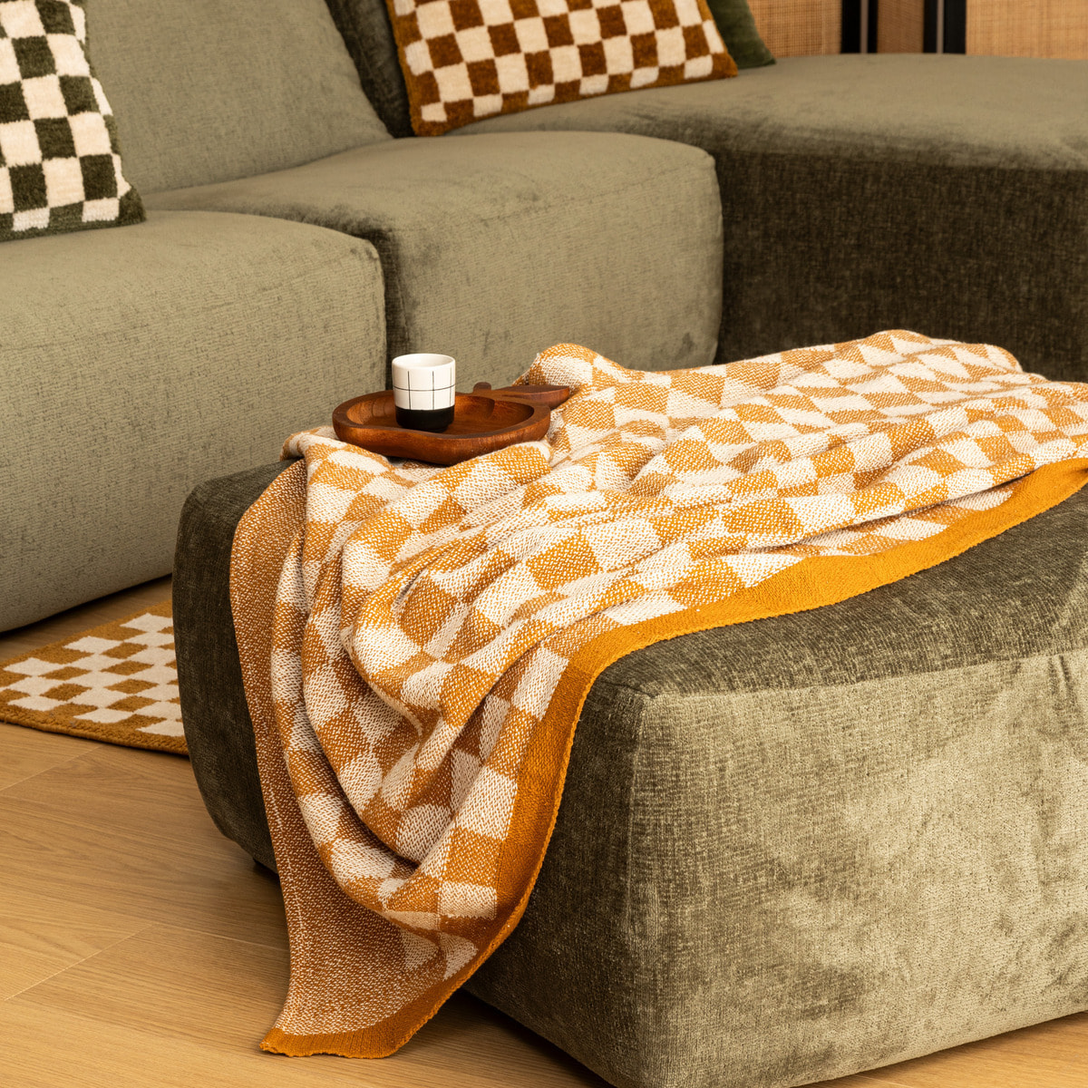 Plaid tricot Itha motif damier 130x180cm