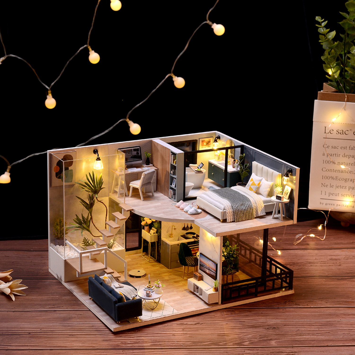 Dúplex Tiempo Acogedor. Maqueta 3D realista con gran detalle y luces led.