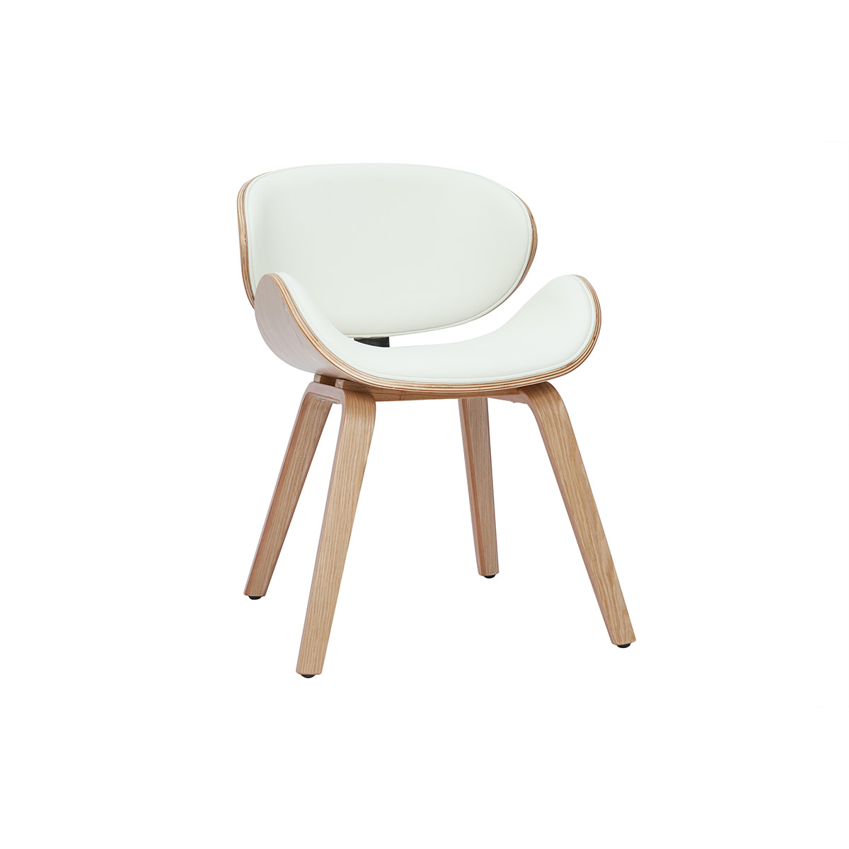 Chaise design blanc et bois clair WALNUT