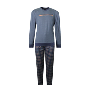 Pigiama Uomo lungo invernale in Cotone Interlock Nottingham, Art. FR44516 Jeans Melange