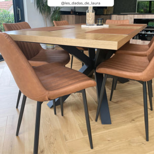 Lot de 2 chaises en cuir synthétique camel et métal noir - Killi