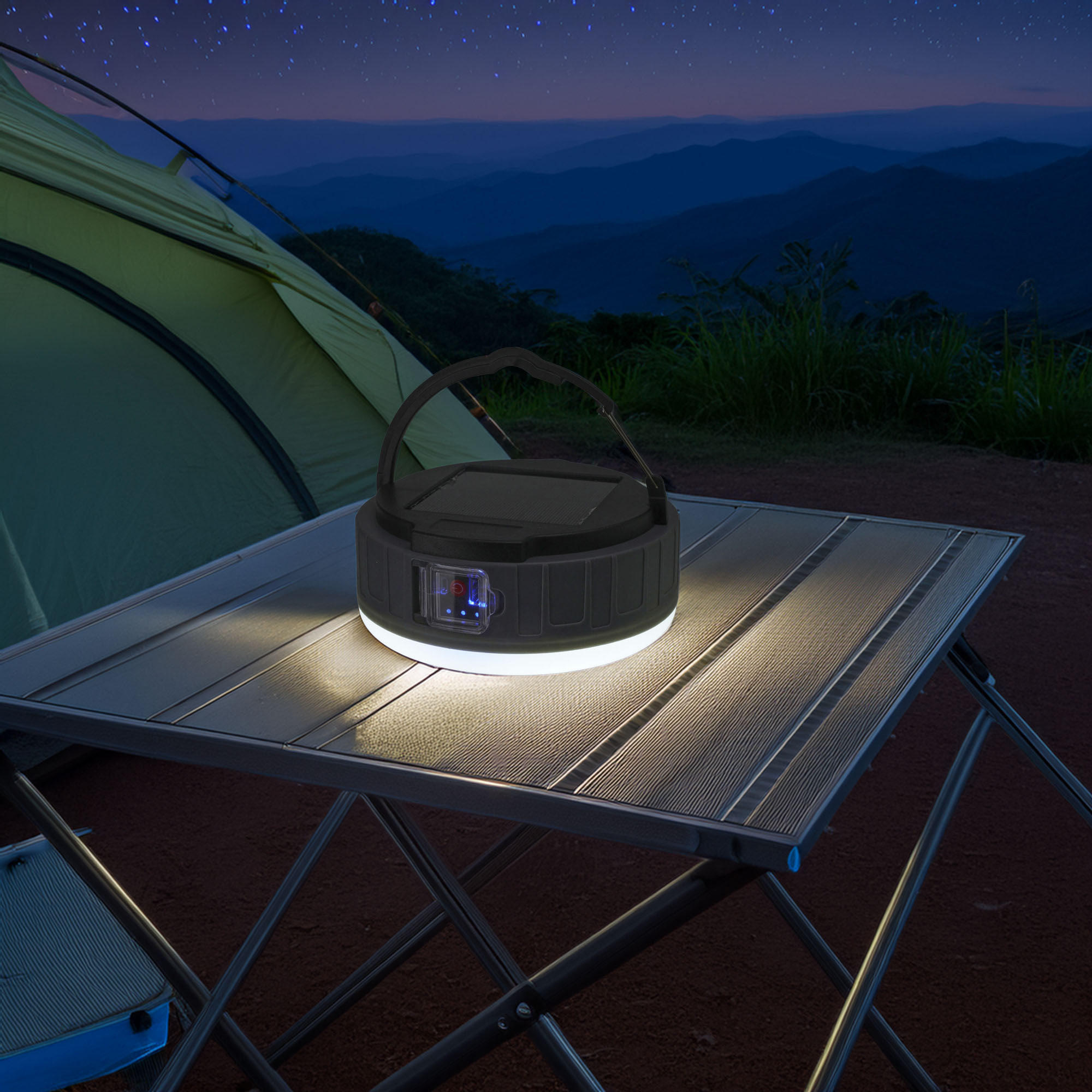 Well home lámpara de camping con panel solar en polipropileno 16x16x6,7cm