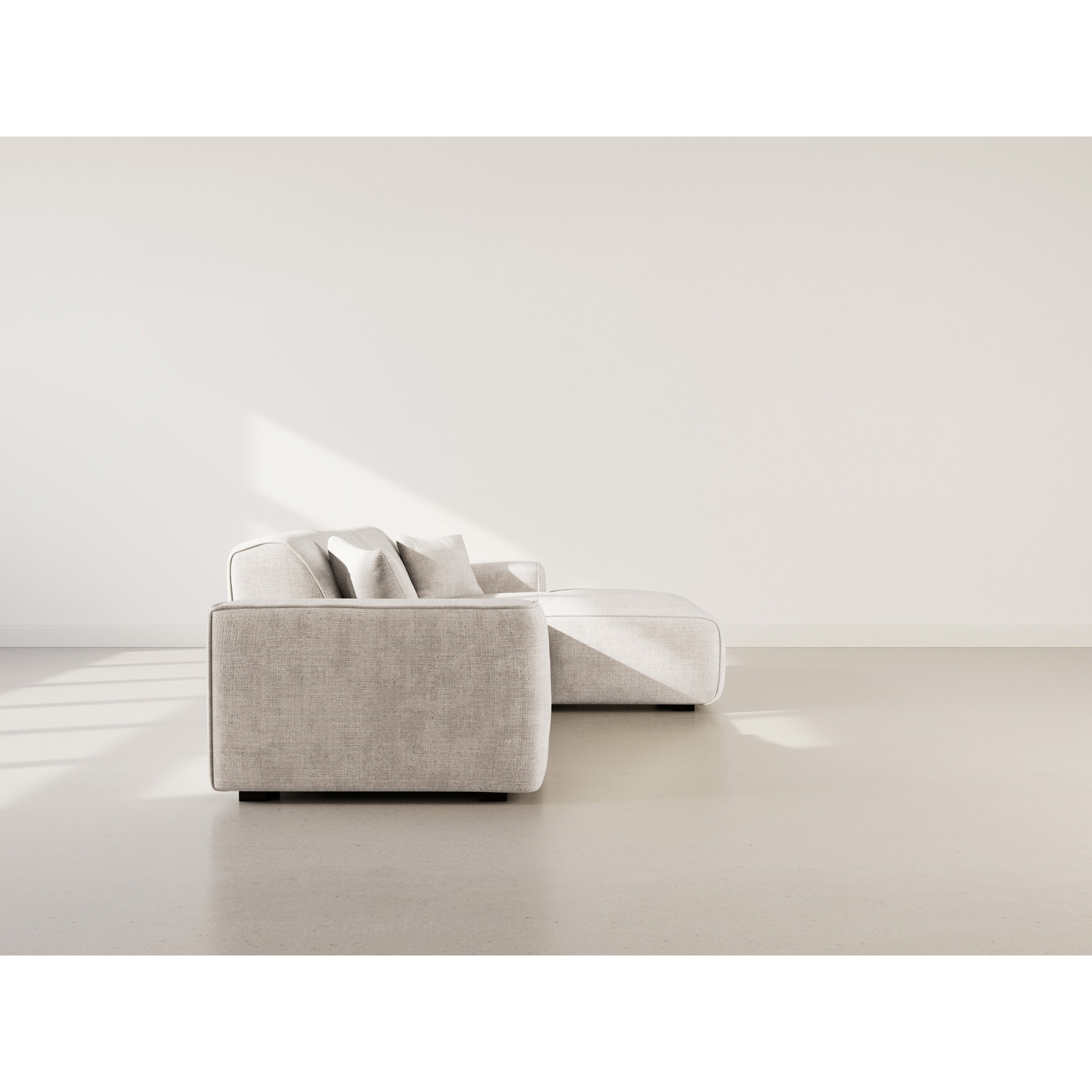 Lison - Canapé d'angle droit 4 places en velours texturé - Beige