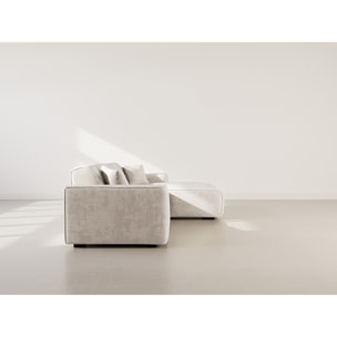 Lison - Canapé d'angle droit 4 places en velours texturé - Beige