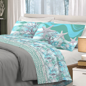 Completo letto marina verde 100% cotone