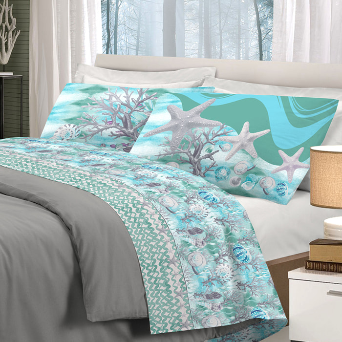 Completo letto marina verde 100% cotone