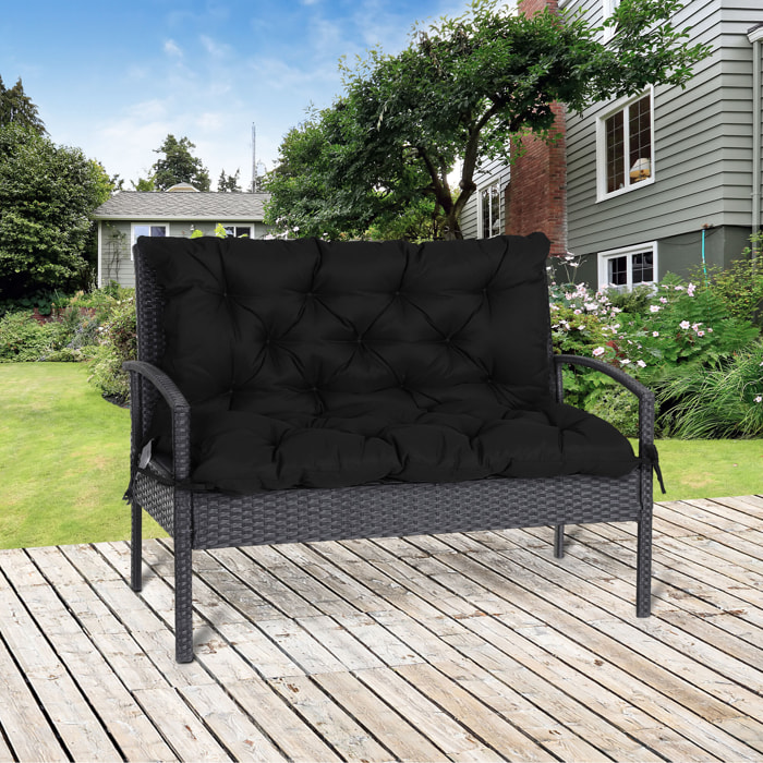 Cojín para Banco con Respaldo Cojín de Palet de 2 Plazas Cojín de Columpio Cojín de Jardín con 6 Cordones de Fijación 100x98x8 cm Negro