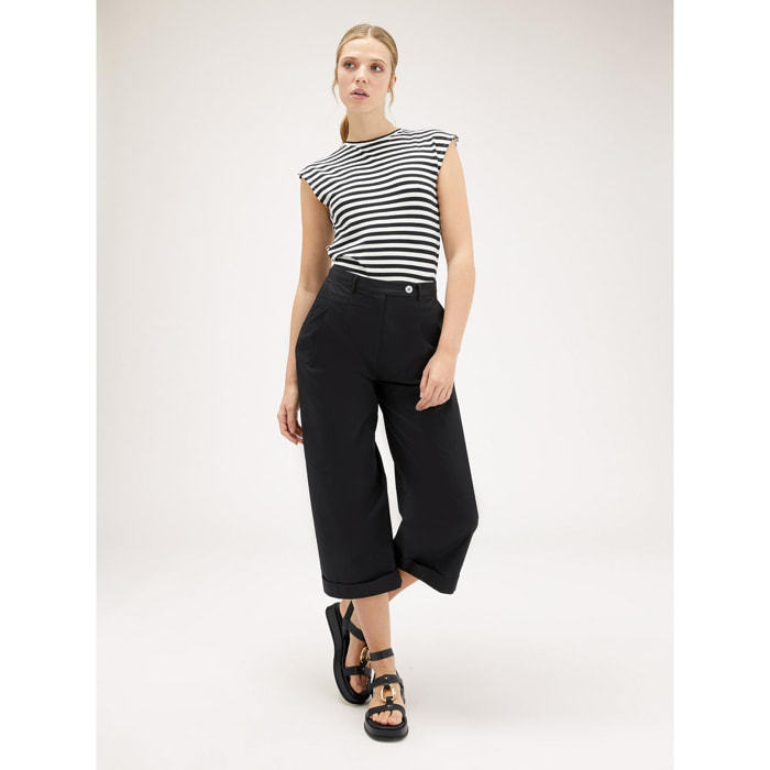 Motivi - Pantalones cropped con pinzas - Negro