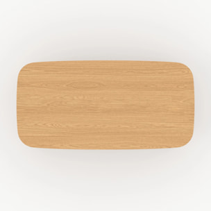 Table rectangulaire 6 places en bois d'hévéa massif et placage 180 cm - Paula