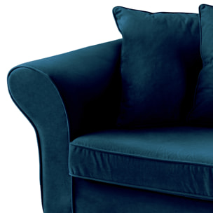 Canapé droit 3 places en velours bleu navy OSCAR