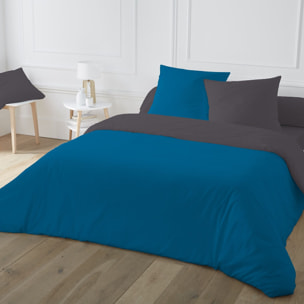Parure De Couette 3pcs 100% coton 57fils Bicolore Mozaic Blue Fusain