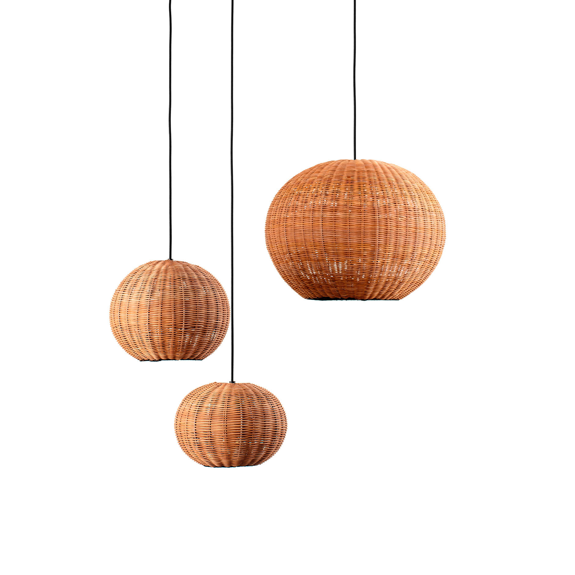 HAKA 300 Lampe suspension noire/rotin