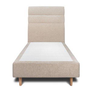Lit avec tête de lit bandes horizontales tissu et sommier tapissier Ep20