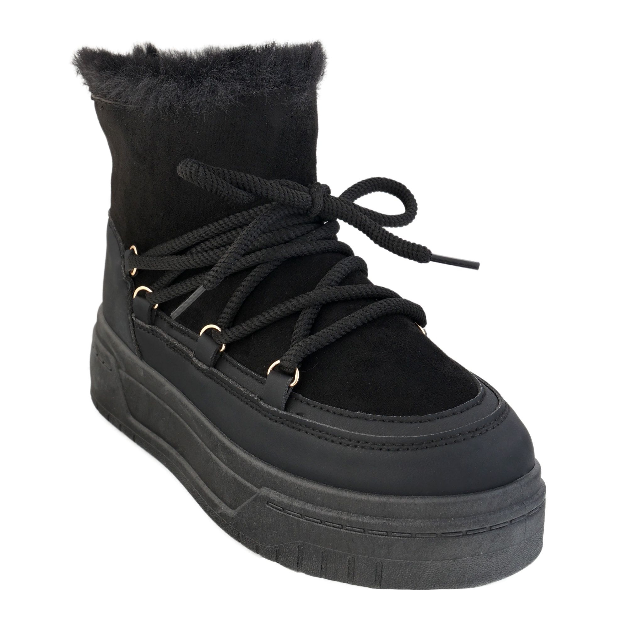 Stivaletti in simil camoscio imbottiti con stringhe