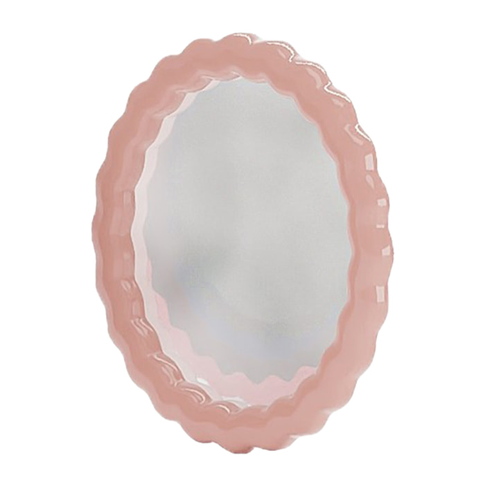 Georgia - Miroir mural design ondulé en céramique rose