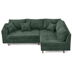 Rune - canapé d'angle droit 4 places en velours texturé - Vert