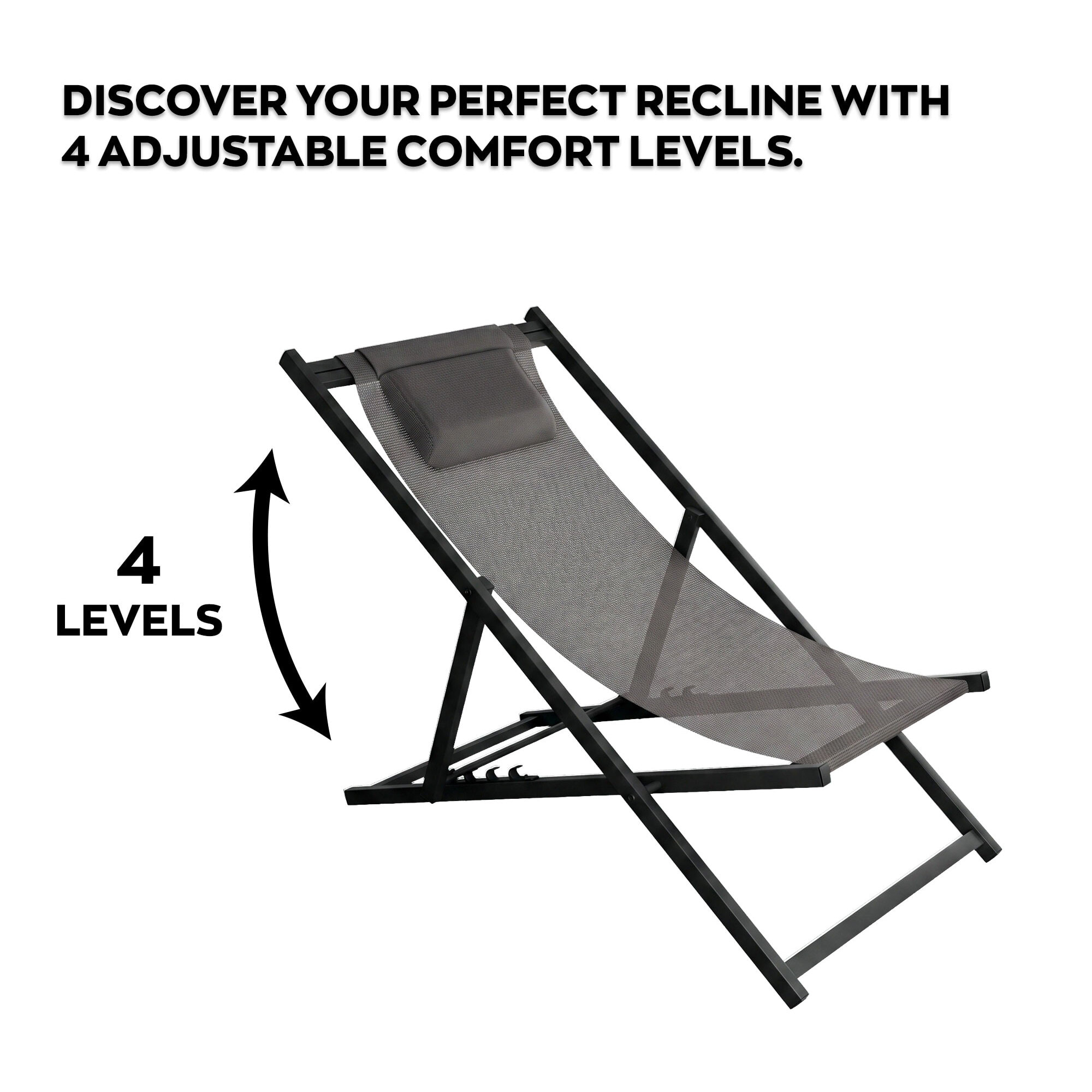 Mezzaluna - Set di 2 sdraio pieghevoli 59x97x104 cm da giardino in alluminio e textilene antracite