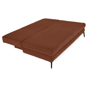 Elton - canapé 3 places convertible avec coffre en velours côtelé - Terracotta