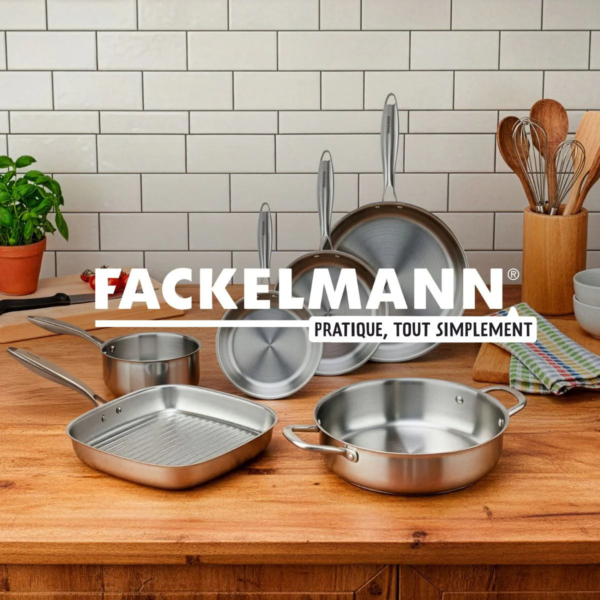 3 poêles 24 26 cm et 28 cm inox 18/10 Triply Fackelmann Vita3