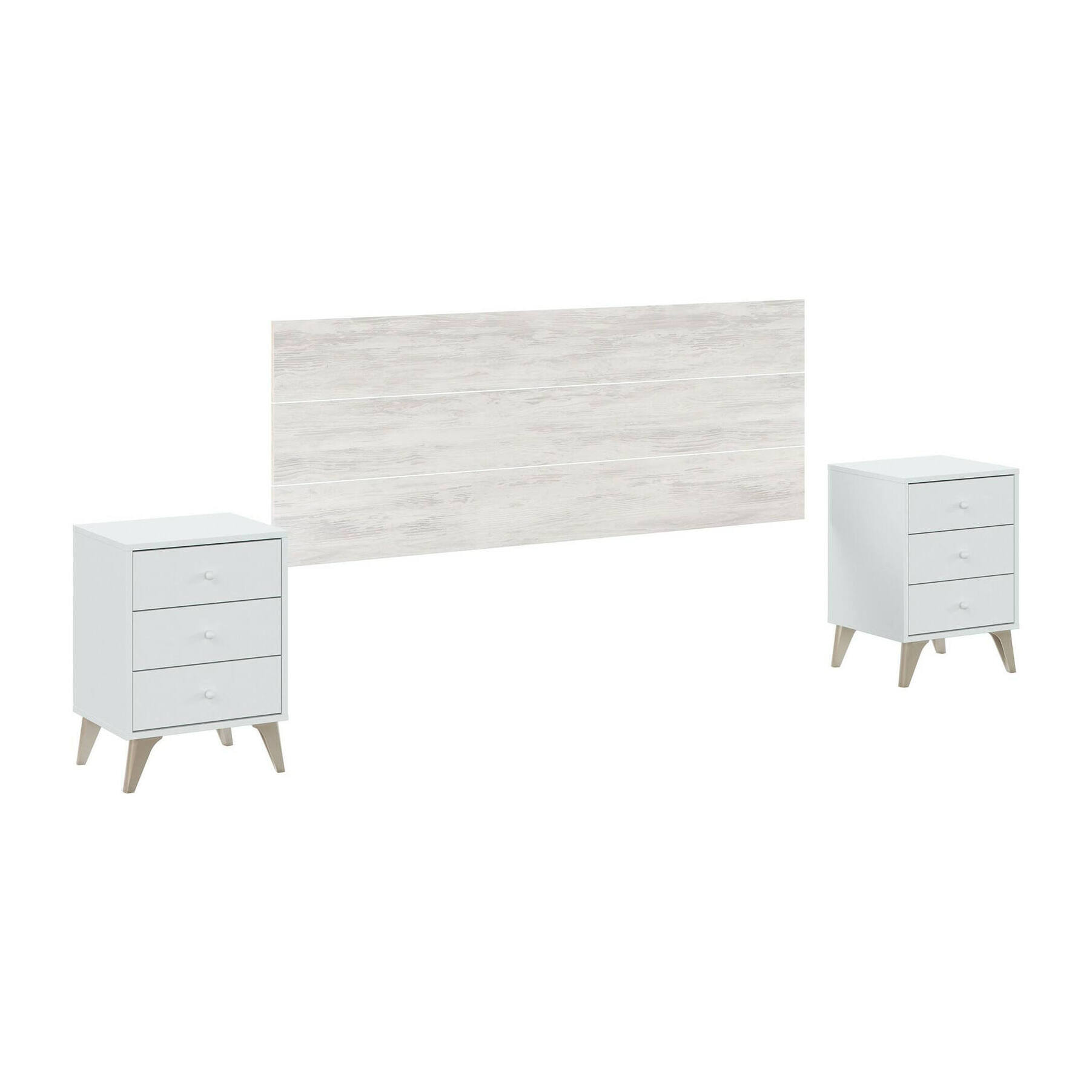 Testiera letto Wallis, Spalliera, Testata per camera da letto, Poggiatesta, 160x3 h60 cm, Bianco e Bianco anticato