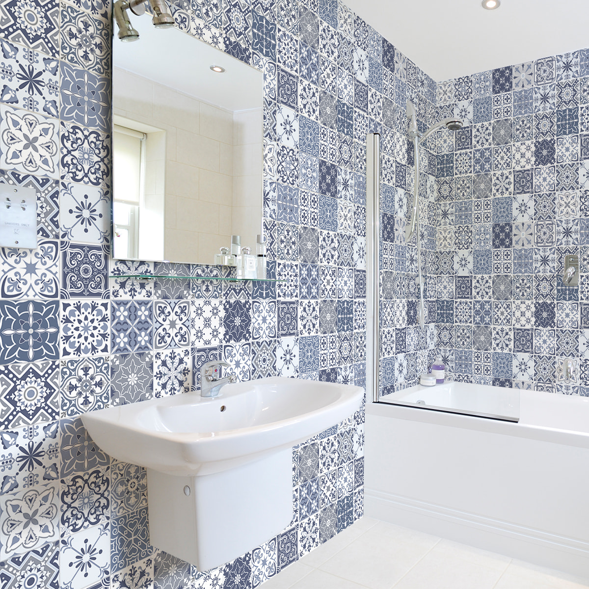Stickers muraux - Sticker Mural Carrelage adhésif Cuisine Salle de Bain - 60 STICKERS CARRELAGES FRARI