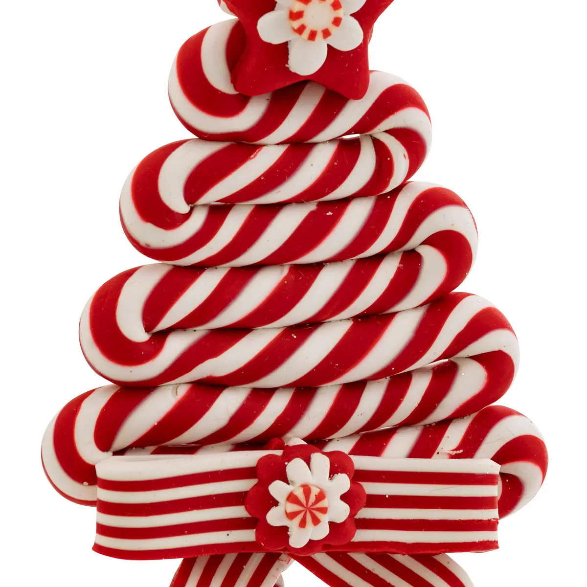 Sujet sapin bonbon résine H.13cm rouge et blanc