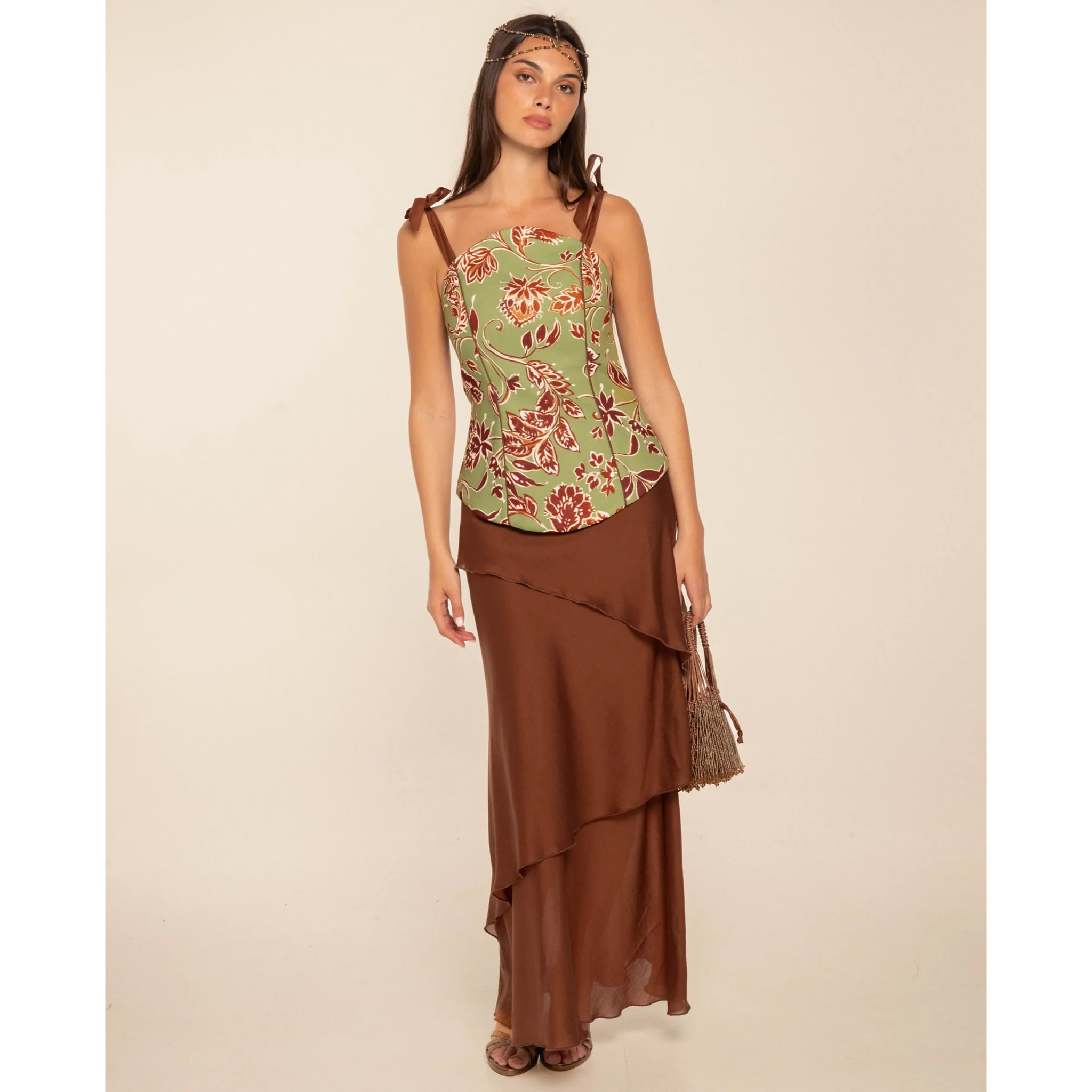 Top de tirantes estilo corpiño de algodón de mujer