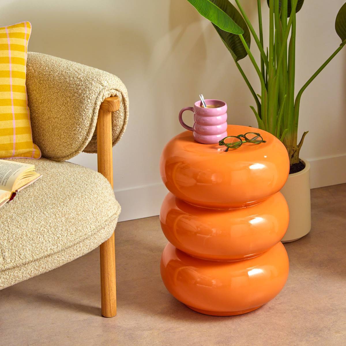 Table d'appoint Stoneto orange 35x35x43cm