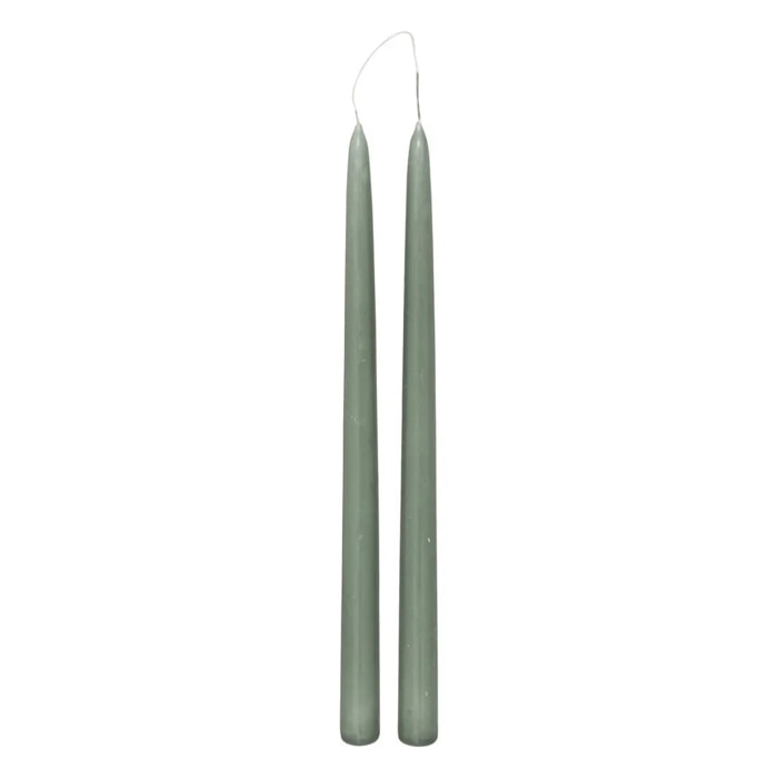 Lot de 2 bougies bâtons "Hugo" en coton H30cm vert céladon