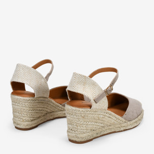 Alpargatas de cuña taupe con esparto
