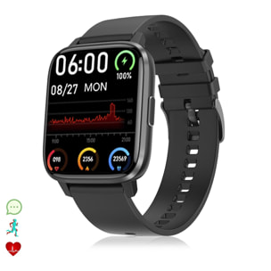 DAM Smartwatch DTX MAX con molteplici modalità sportive, accesso all'assistente vocale, widget. Monitor per l'ossigeno nel sangue e nel cuore.