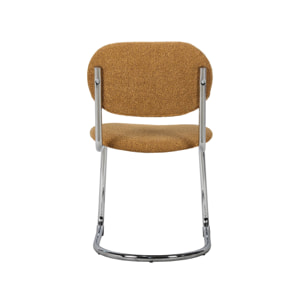 Lot de 2 chaises cantilever arrondie métal. bouclette texturée moutarde et pieds chromés - L 47 x P 54.5 x H 81cm - Maloa