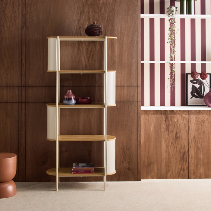 Etagère bibliothèque métal courbé et décor bois 5 niveaux MOLTO