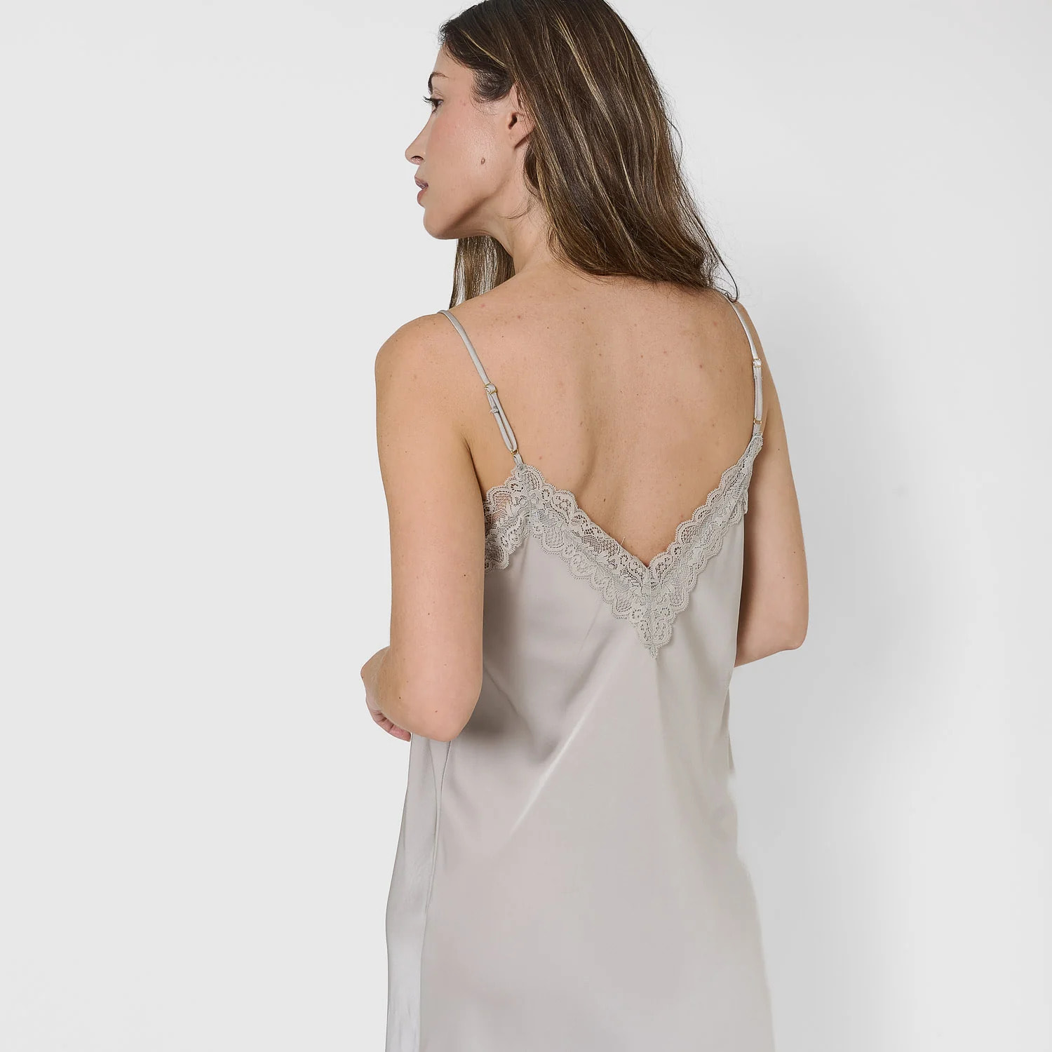Camisón midi satén verde tiffany
