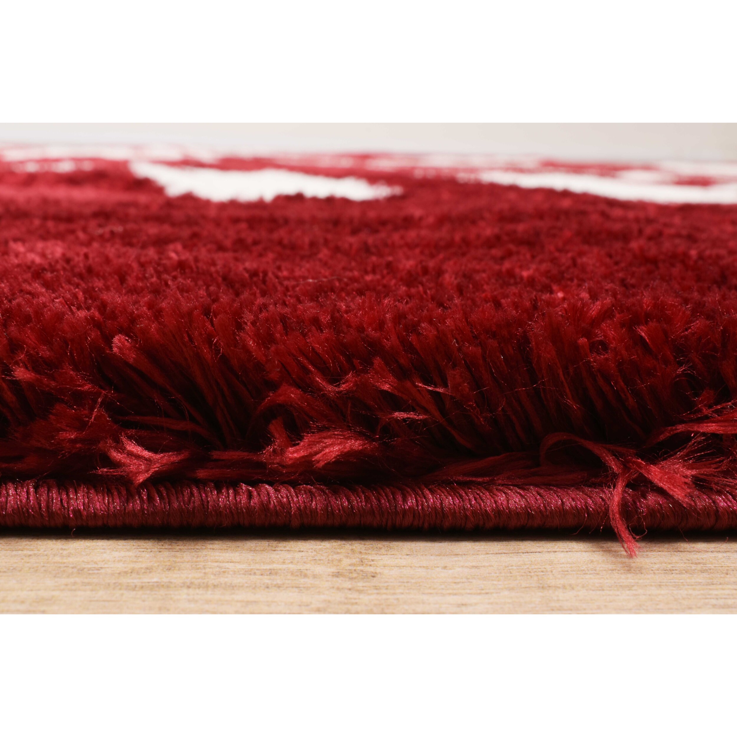 Oslo - tapis de salon à poils longs avec motifs linéaires rouge