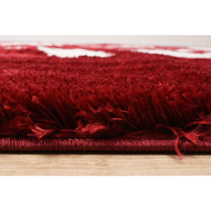 Oslo - tapis de salon à poils longs avec motifs linéaires rouge