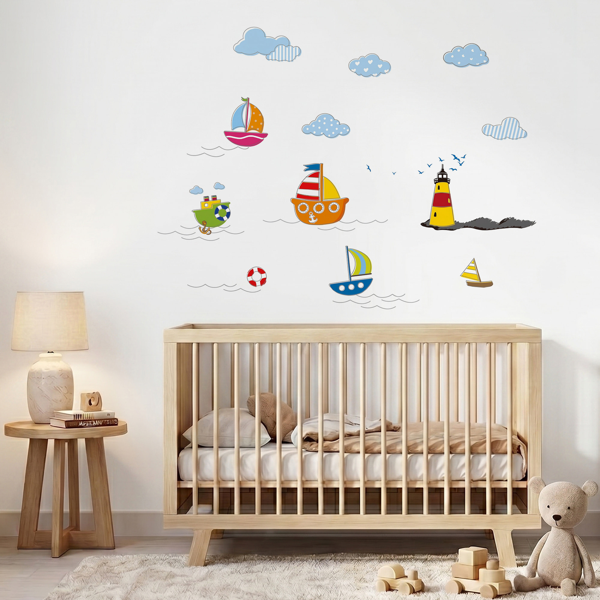 Stickers Muraux décoration adhésifs Bateaux et Nuages