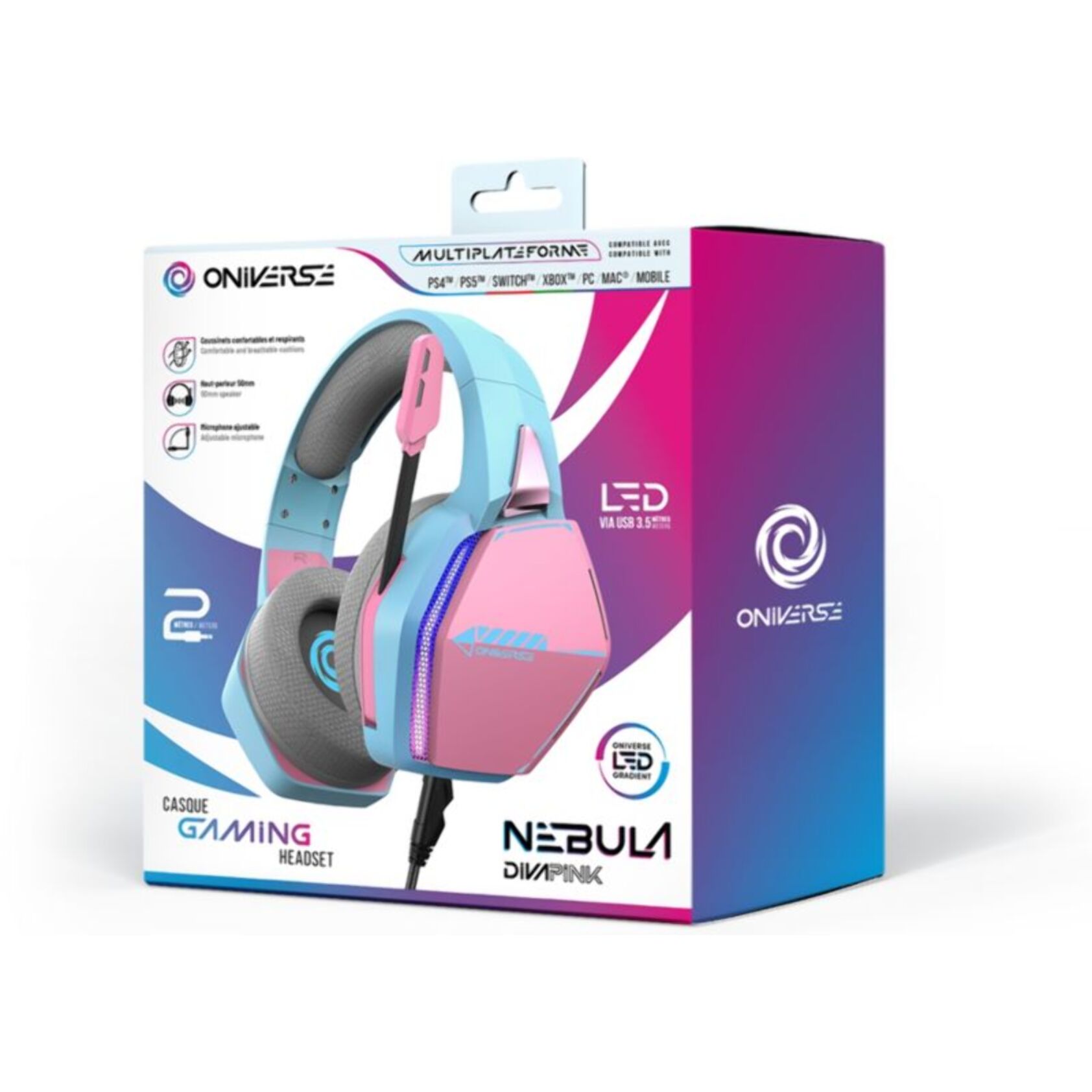 Casque gamer ONIVERSE Nebula Diva Pink