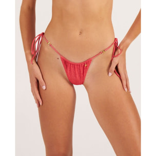 Braga de bikini brasileña con lazos en tejido lúrex