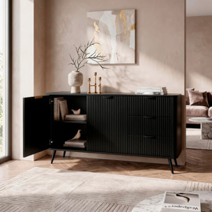 Madia Soggiorno Con 2 Ante e 3 Cassetti Credenza Salvaspazio Design Moderno Elegante Per Soggiorno Camera Con Piedini Slanciati 163 x 81 x 38 Cm Nero