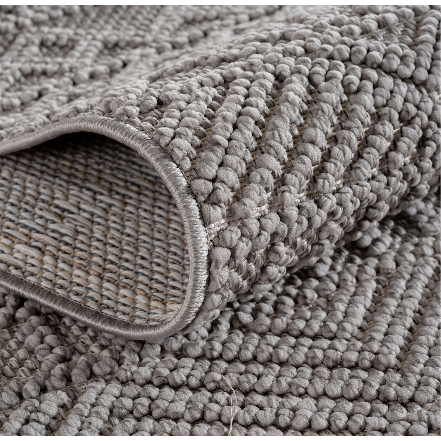 HELIX - Tapis moderne effet laine bouclé à motif berbère en relief gris